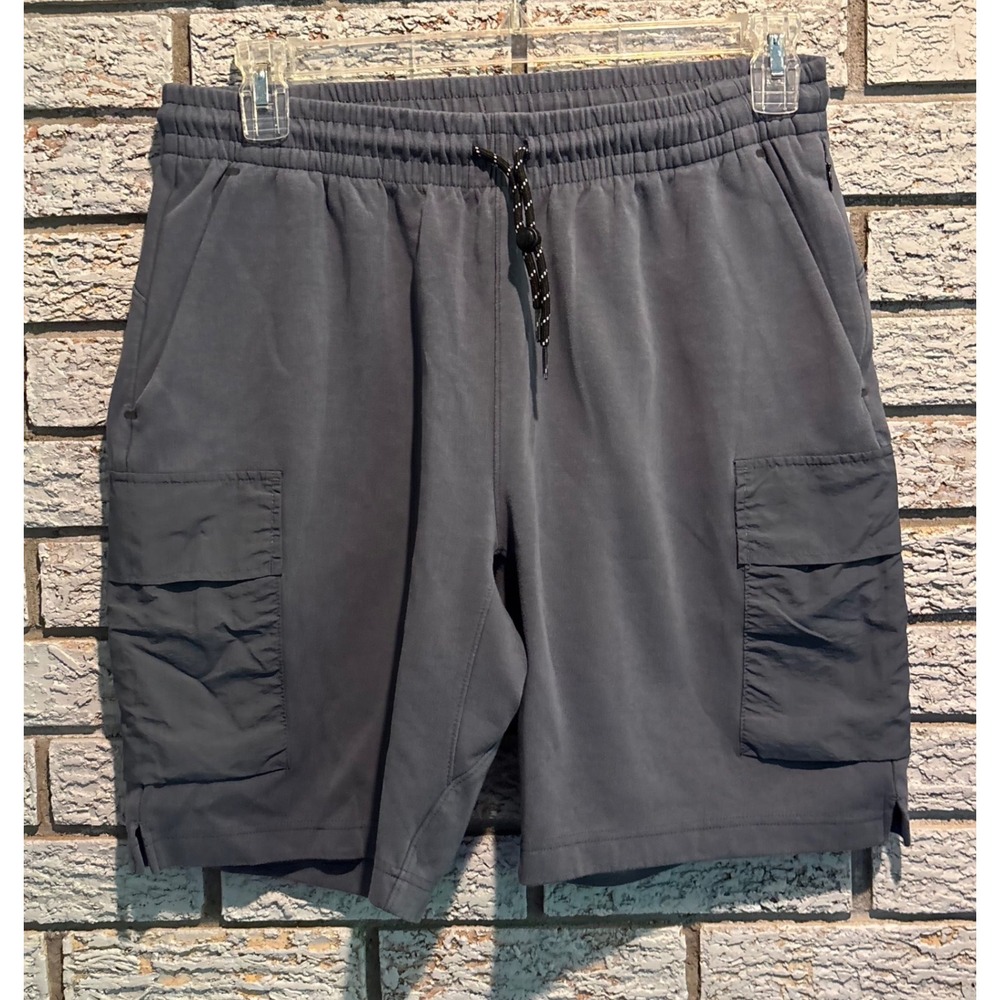 Old Navy Active Dynamic Cargo Shorts Mens Large Gray 4-Way Stretch Drawcord